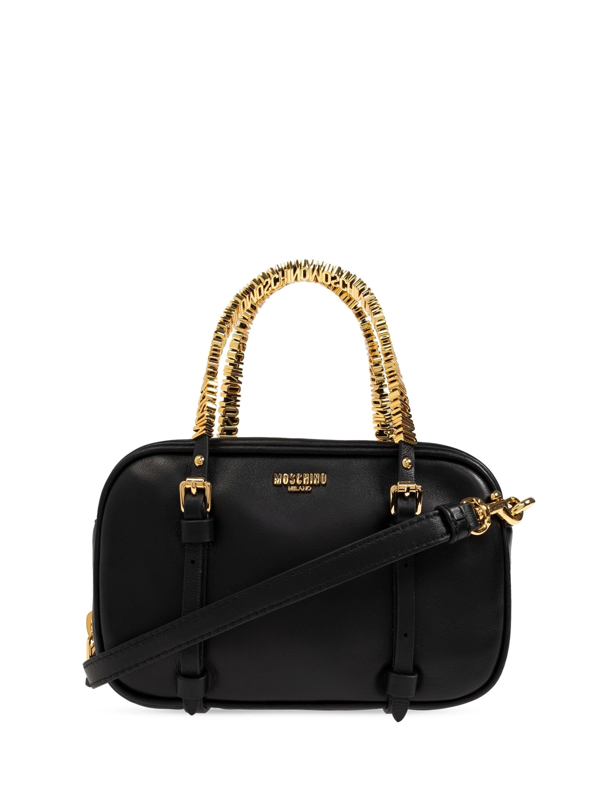 MOSCHINO LOGO-PLAQUE LEATHER MINI BAG