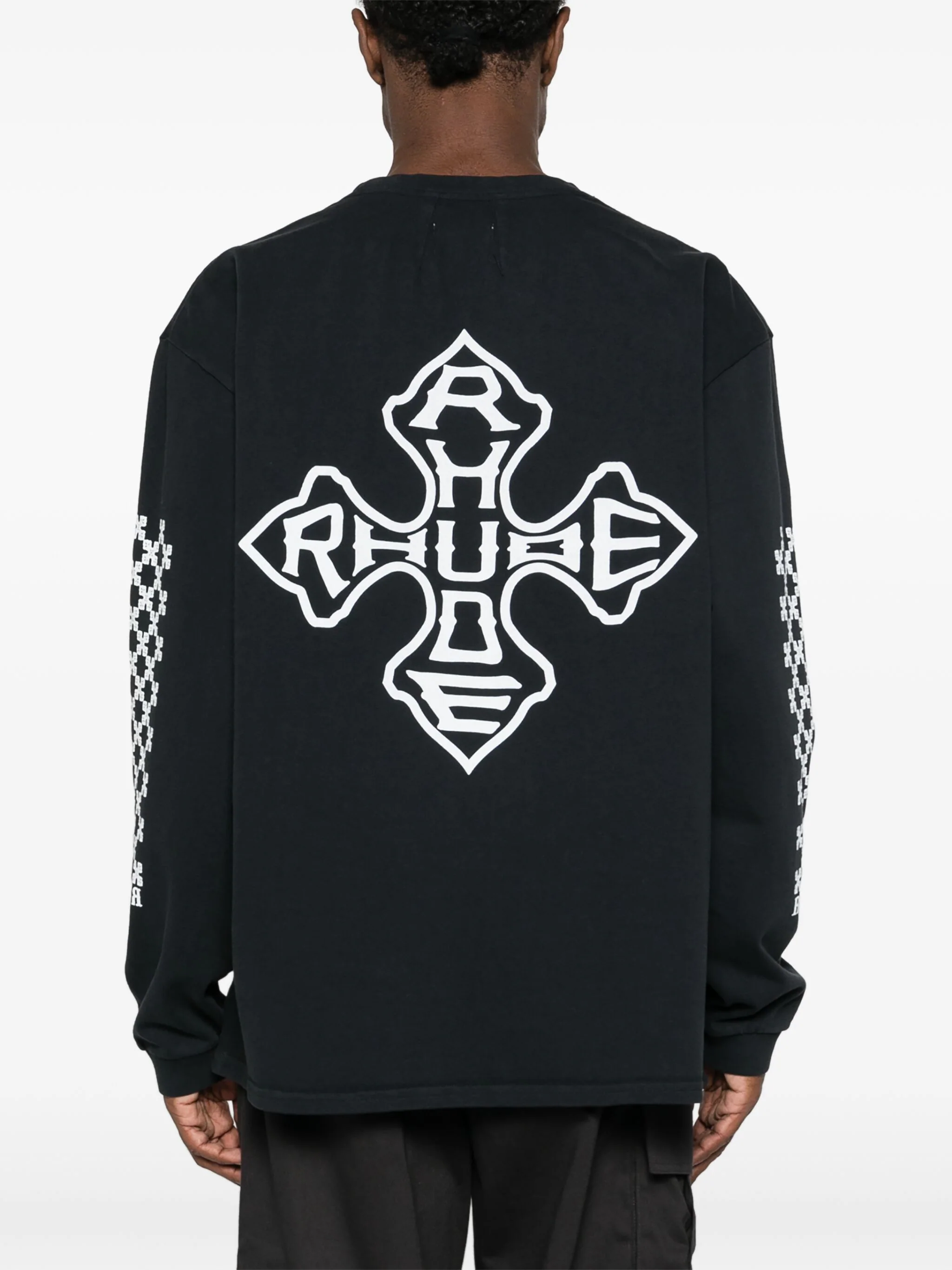 RHUDE CROSS-PRINT COTTON SWEATSHIRT