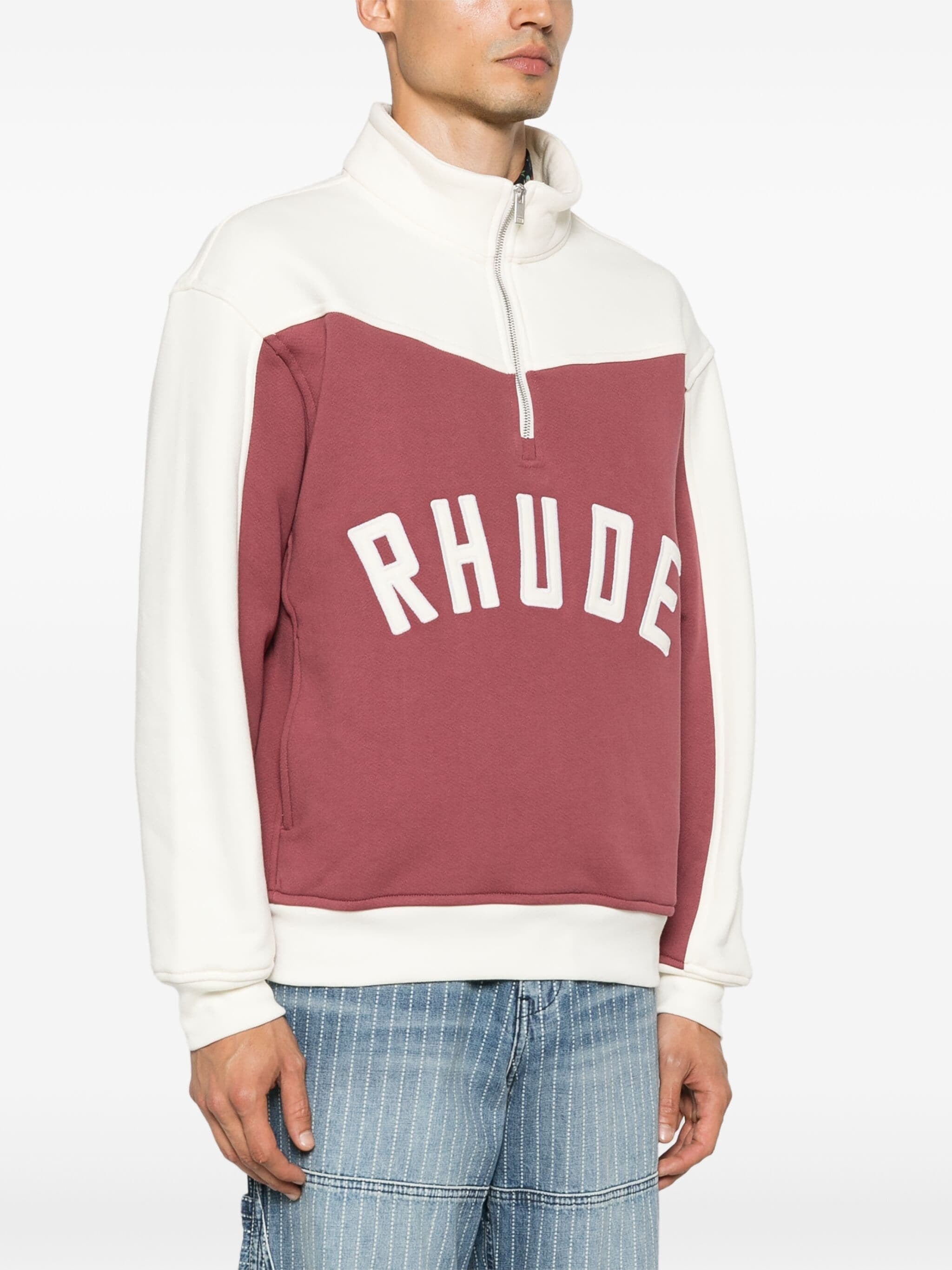 RHUDE CONTRAST HALF-ZIP SWEATSHIRT