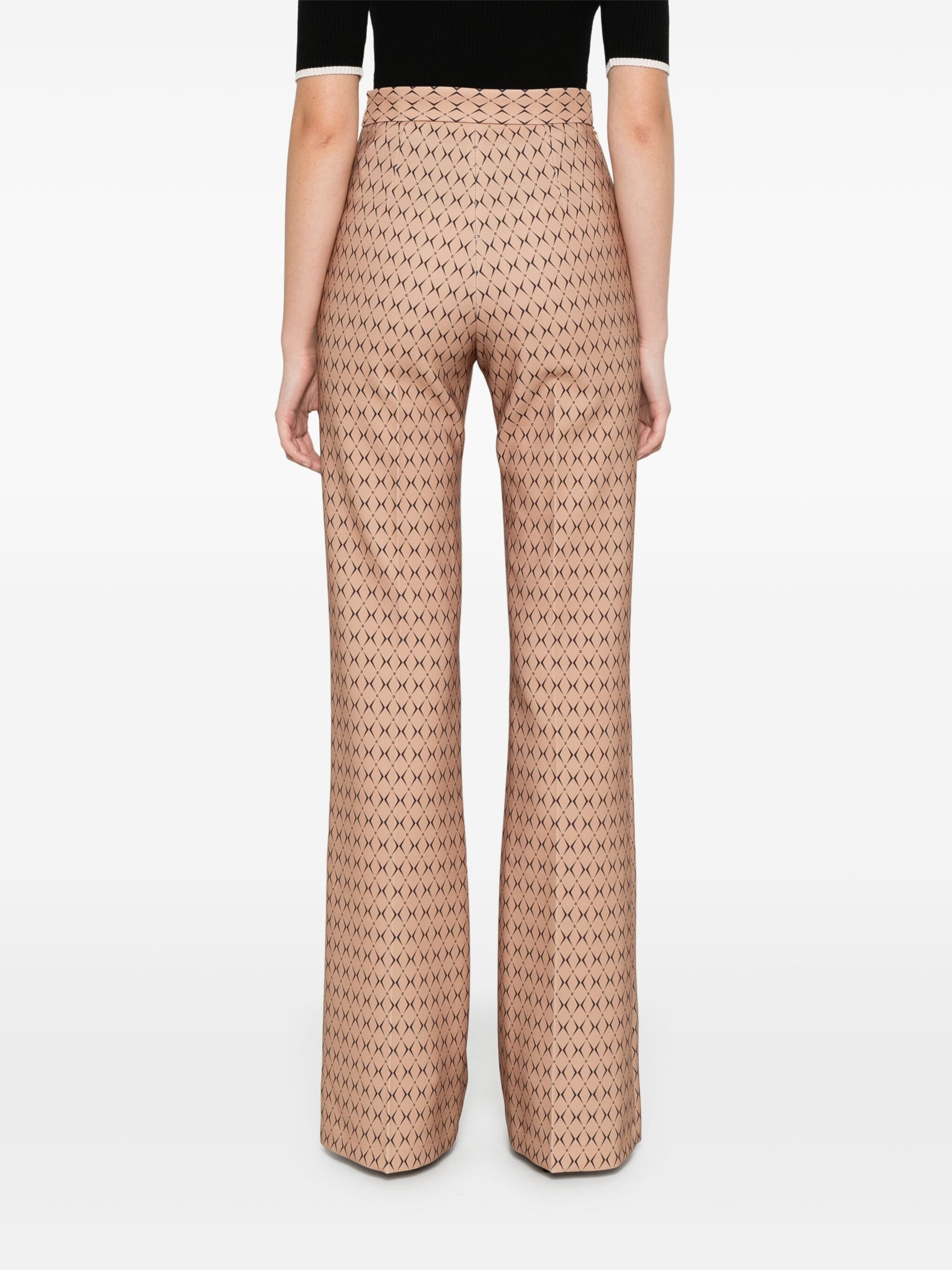 ELISABETTA FRANCHI DIAMOND-PRINT CREPE TROUSERS