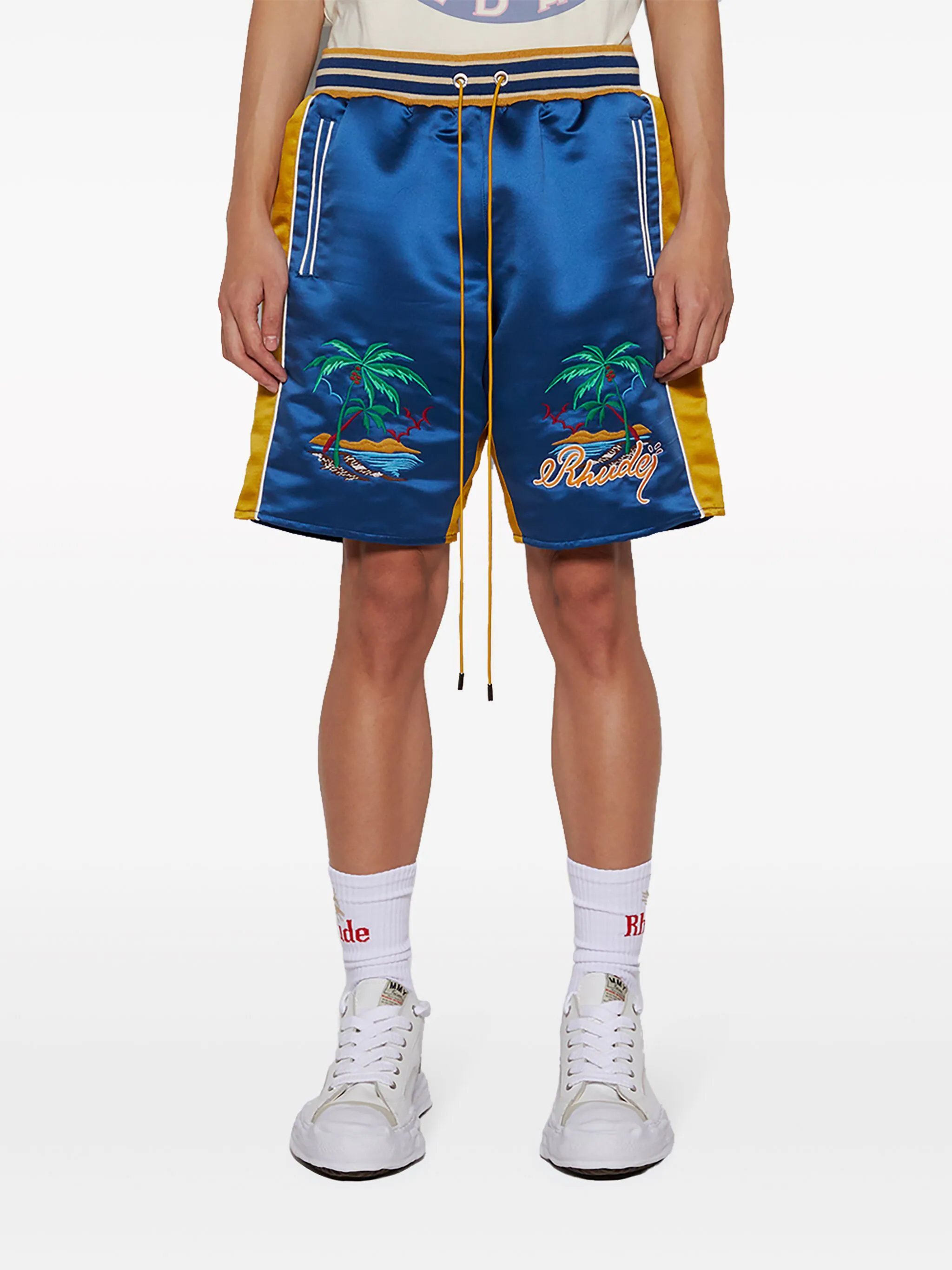 RHUDE PALM EAGLES BERMUDA SHORTS