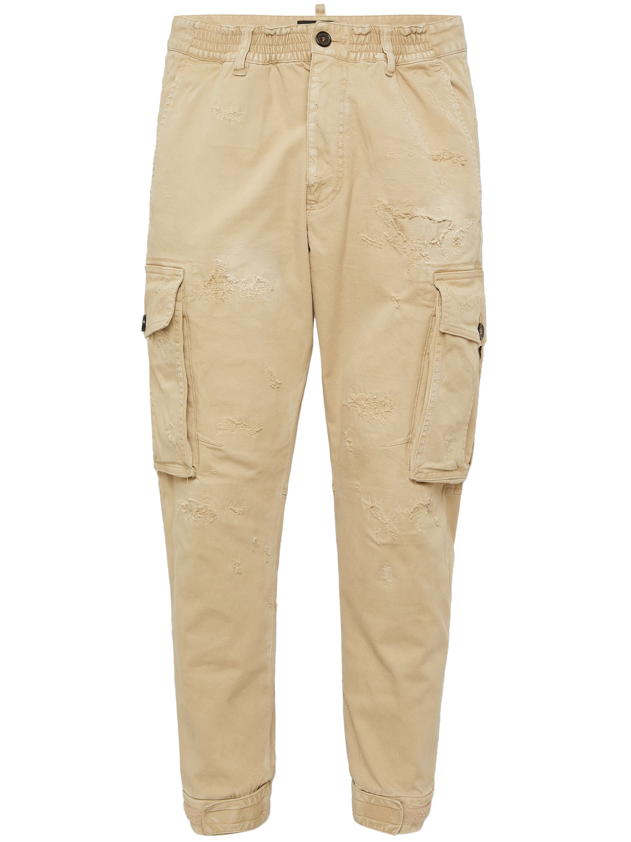 DSQUARED DISTRESSED-EFFECT TAPERED CARGO TROUSERS