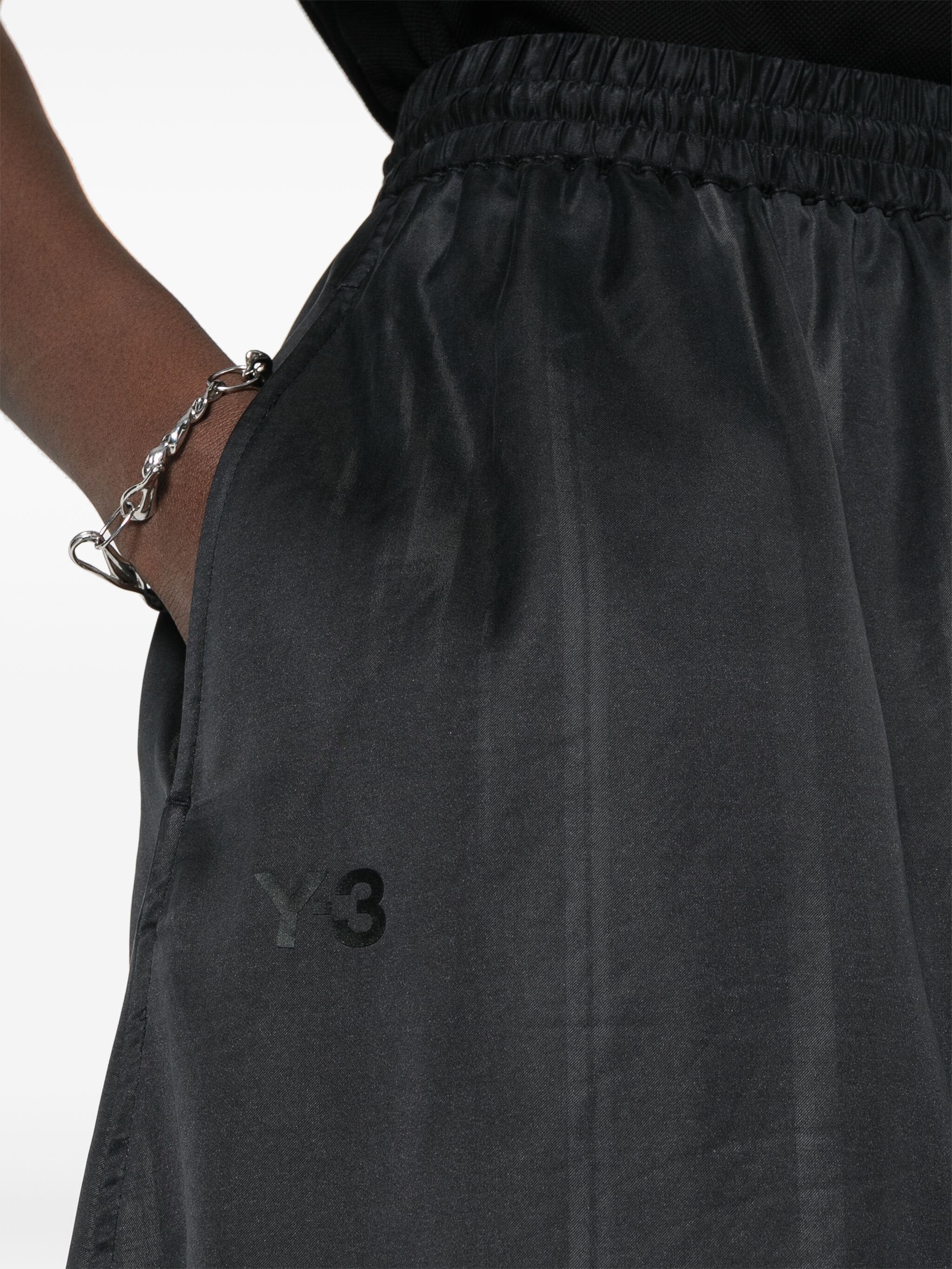 Y-3 LOGO-PRINT STRIPED SKIRT