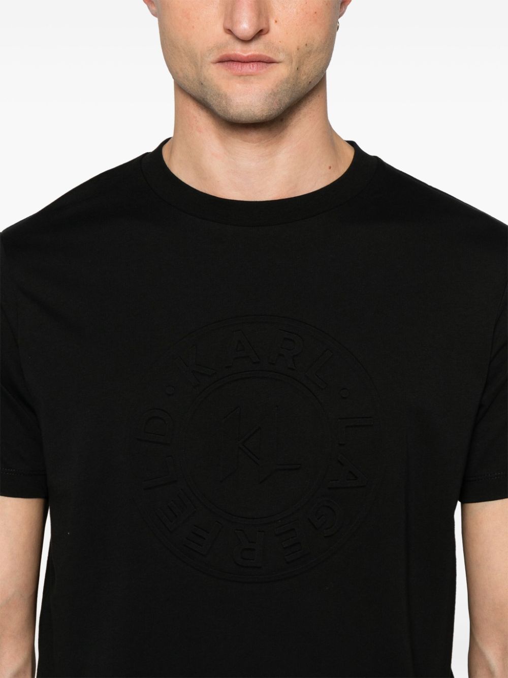 KARL LAGERFELD LOGO-EMBOSSED T-SHIRT