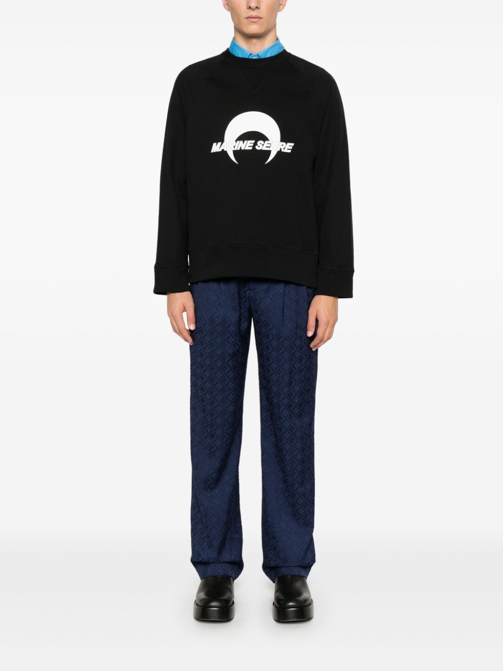 MARINE SERRE LOGO-PRINT FLEECE SWEATSHIRT