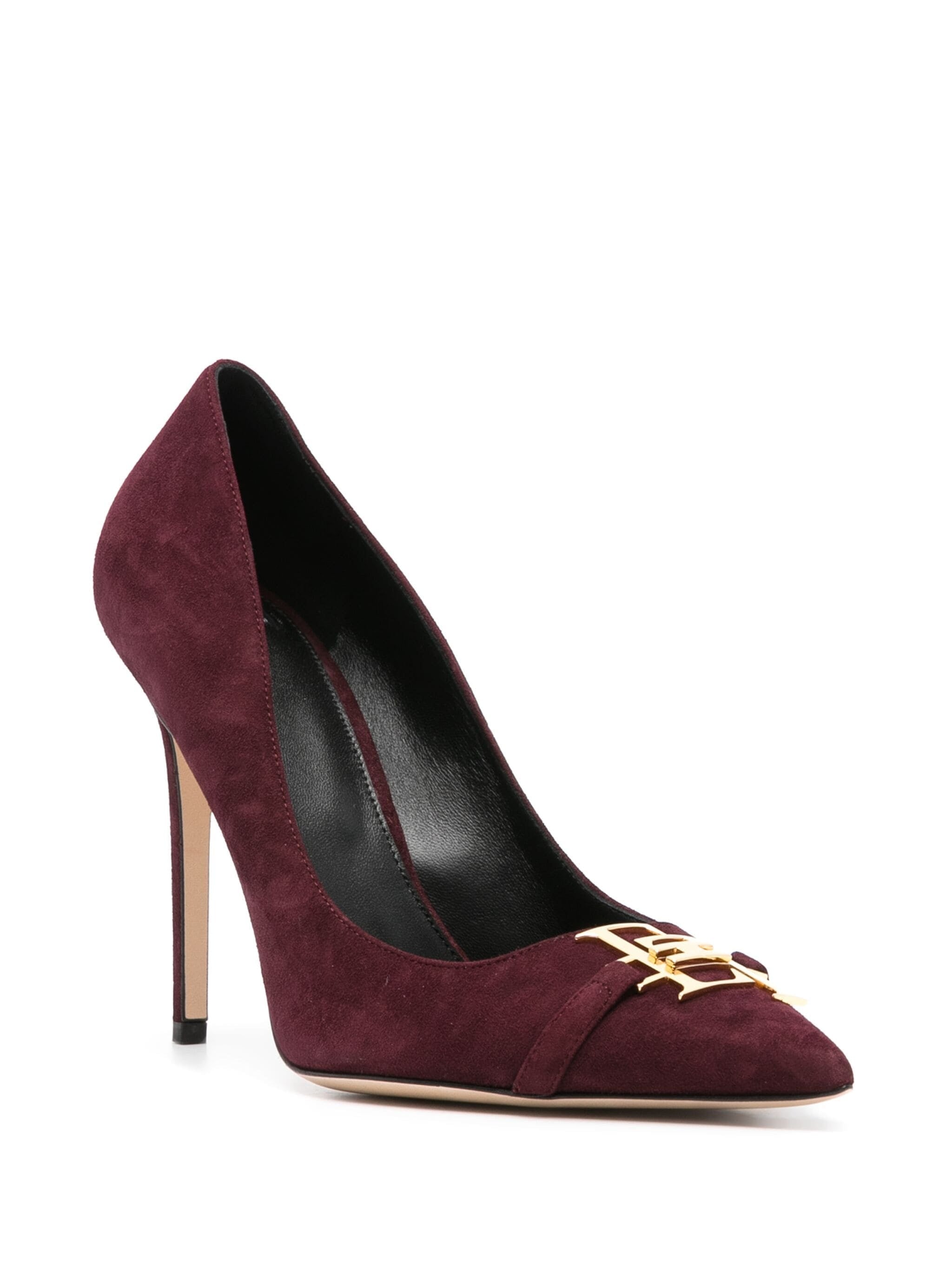 ELISABETTA FRANCHI 105MM LOGO-PLAQUE SUEDE PUMPS