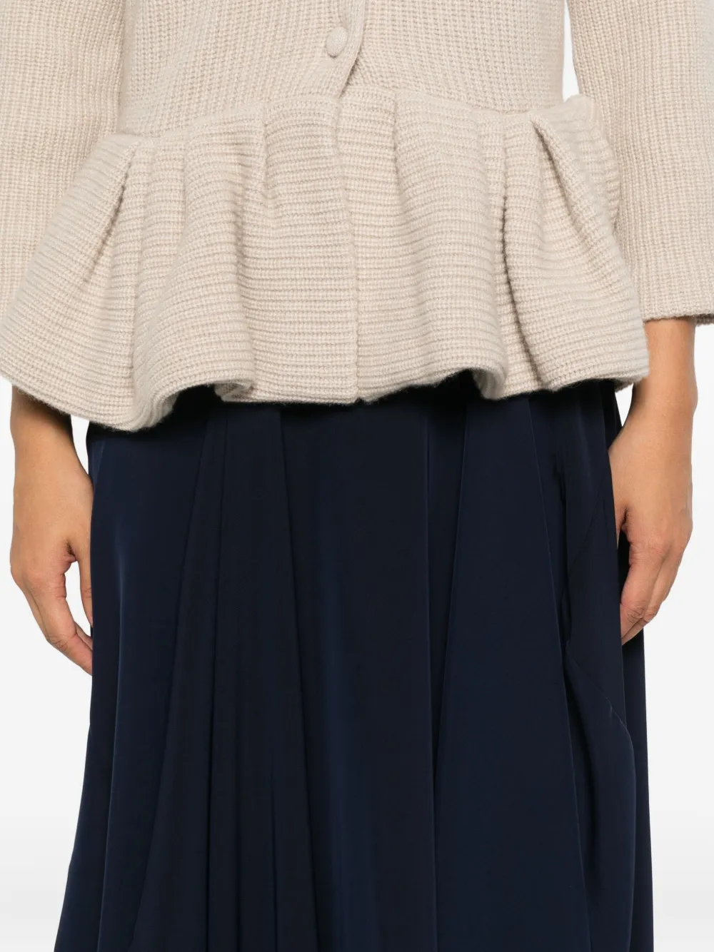 HIGH ELASTIC-WAIST DRAPED MIDI SKIRT