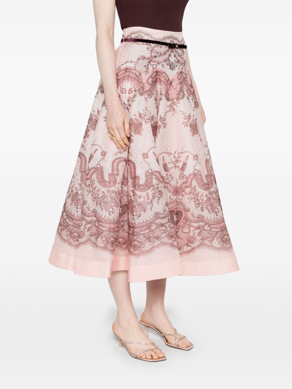 ZIMMERMANN CRUSH FLARED MIDI SKIRT