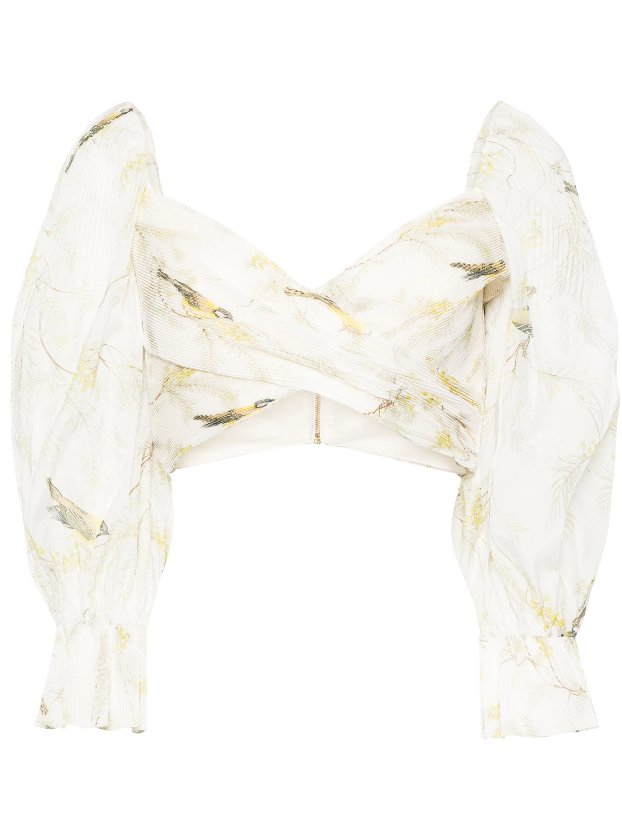 ZIMMERMANN ACACIA BIRDS-PRINT CROPPED BLOUSE