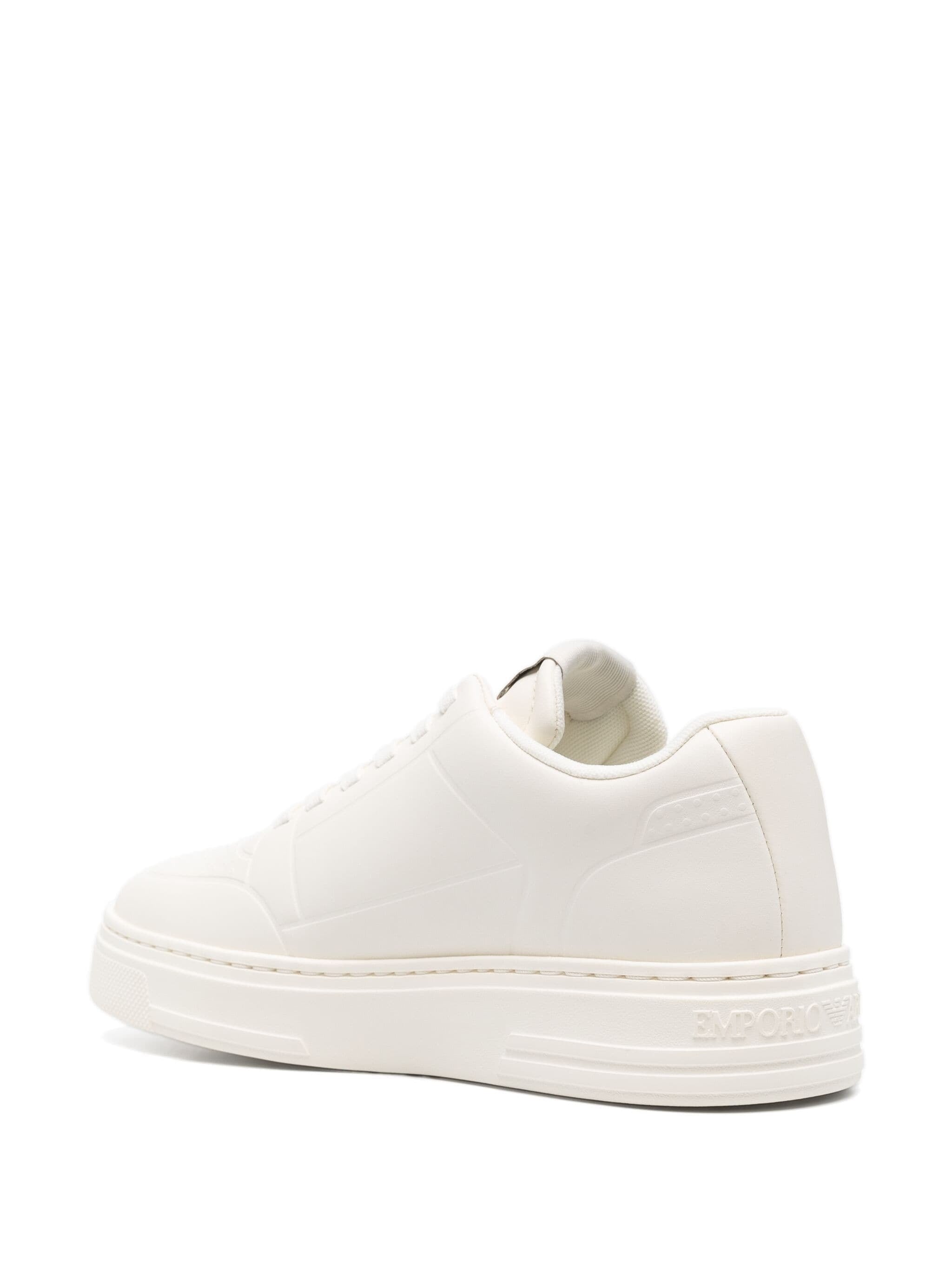 EMPORIO ARMANI THERMOFORMED-DETAIL LEATHER SNEAKERS