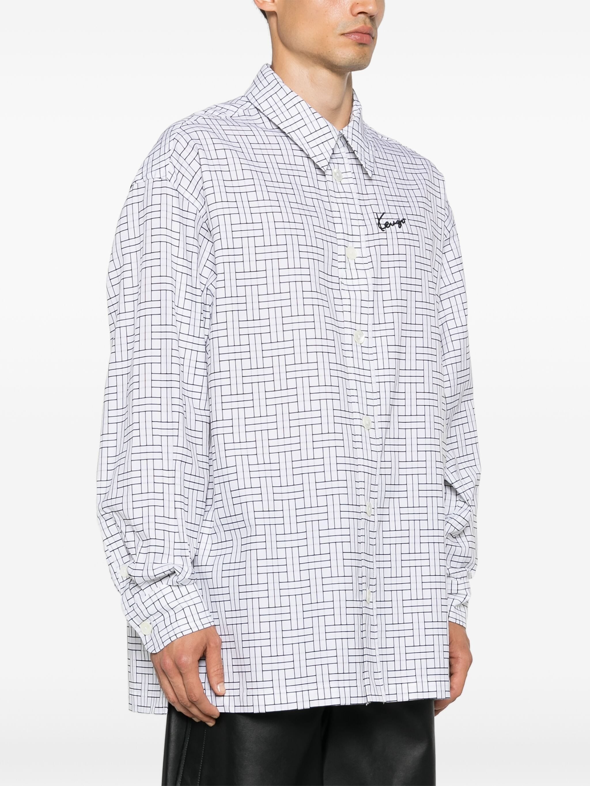 KENZO LOGO-EMBROIDERED WEAVE SHIRT