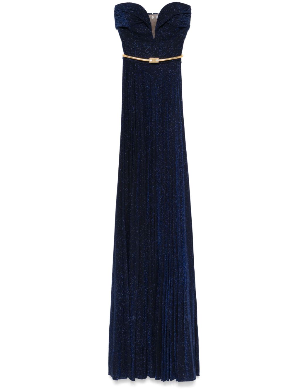 ELISABETTA FRANCHI BELTED LUREX MAXI DRESS