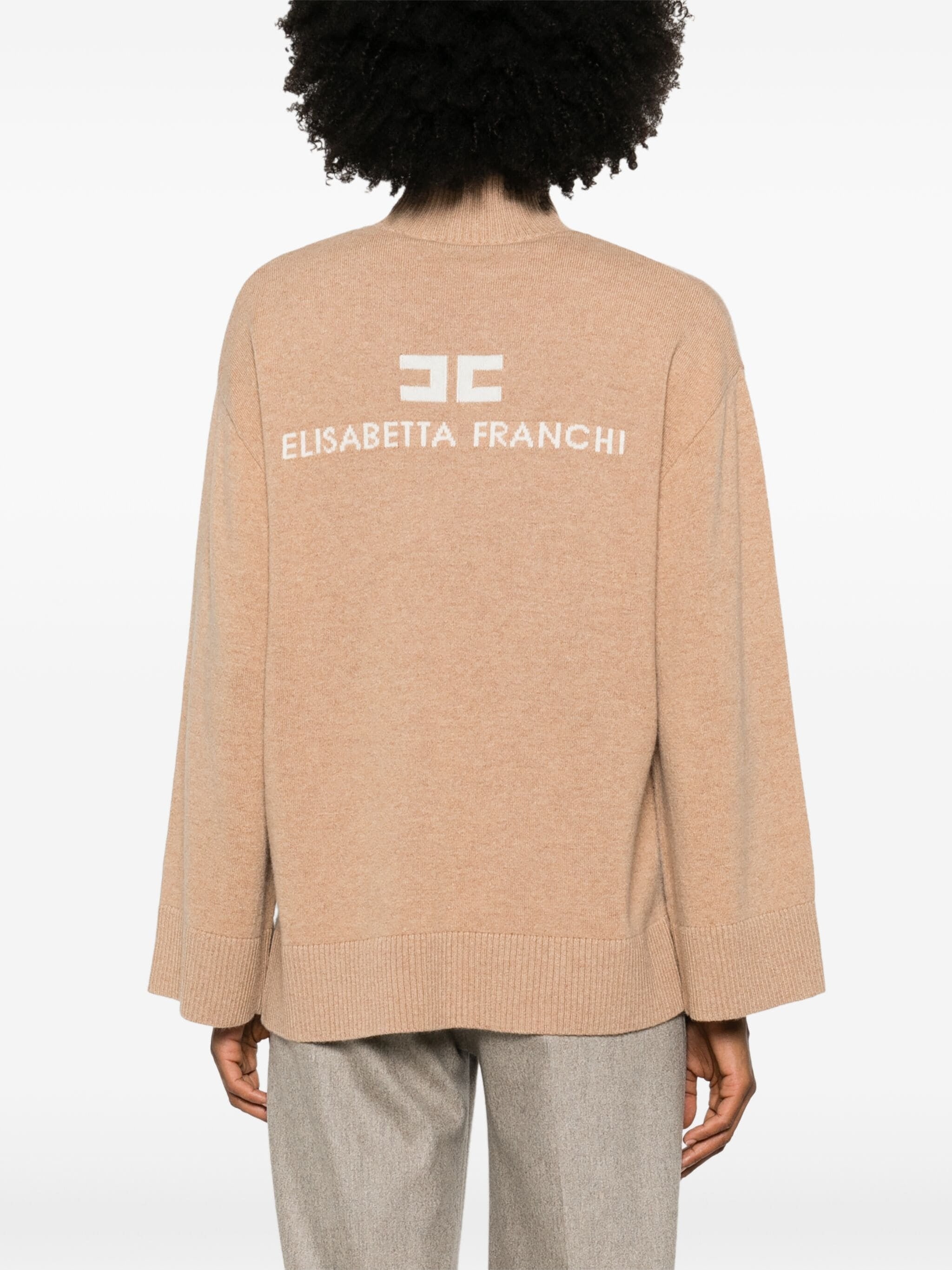 ELISABETTA FRANCHI LOGO-INTARSIA SWEATER