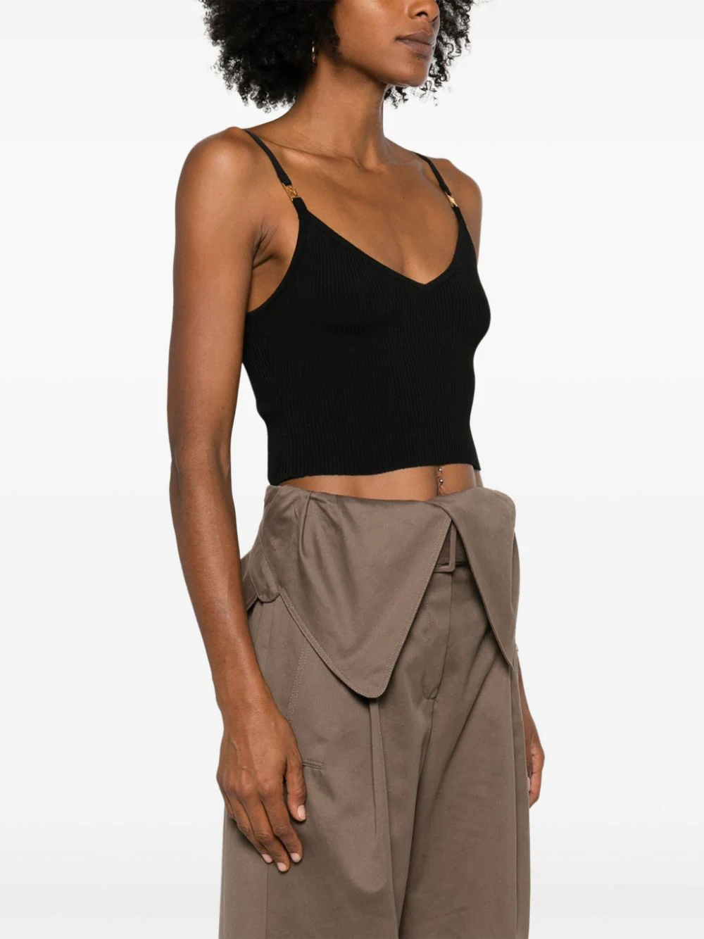 ELISABETTA FRANCHI RIBBED CROP TOP