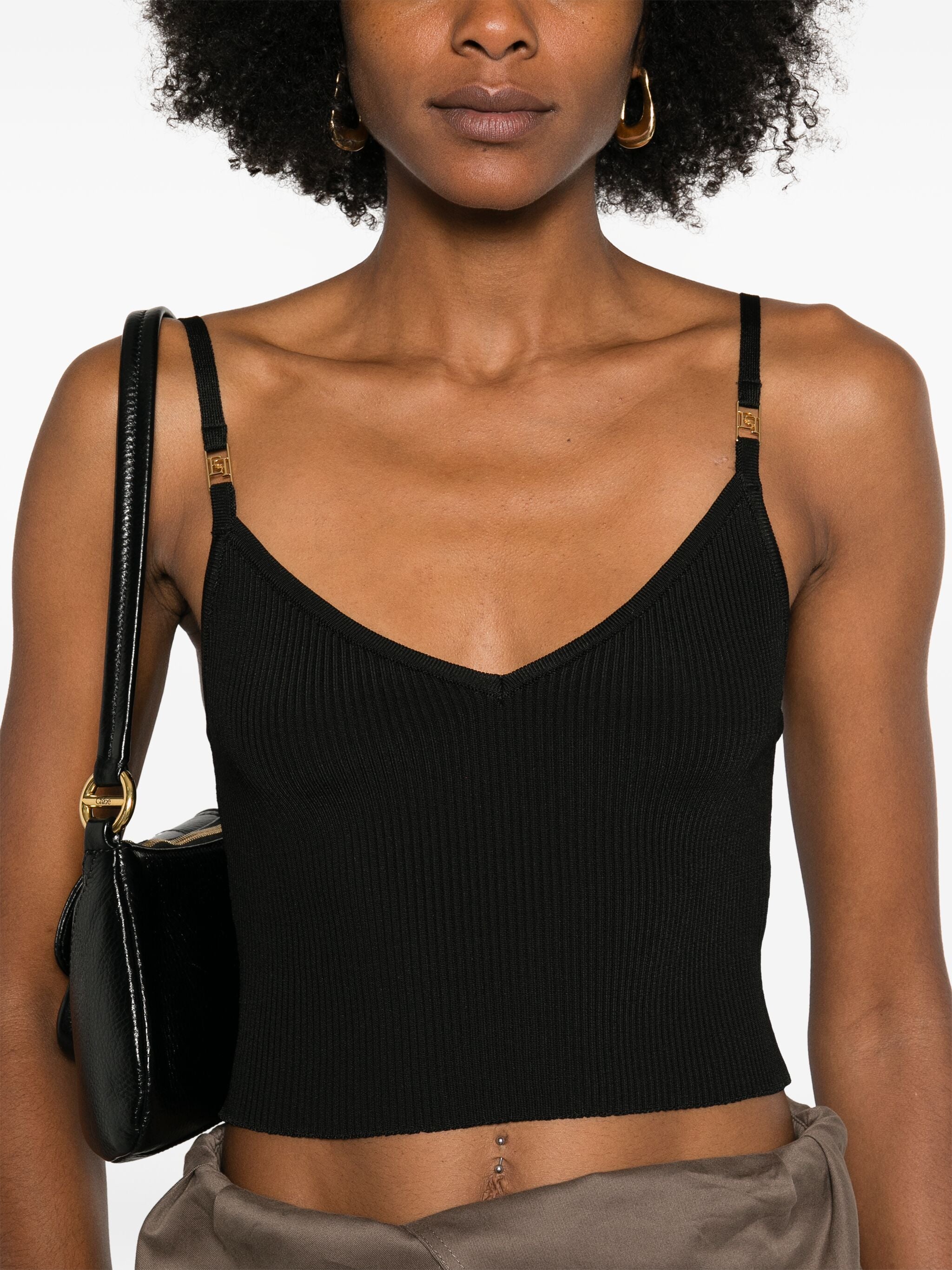 ELISABETTA FRANCHI RIBBED CROP TOP