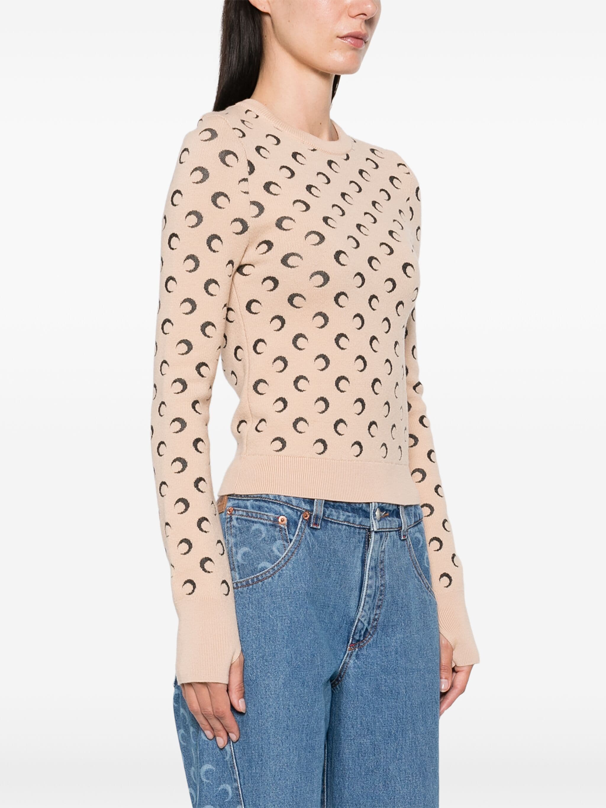 MARINE SERRE CRESCENT-MOON-JACQUARD JUMPER