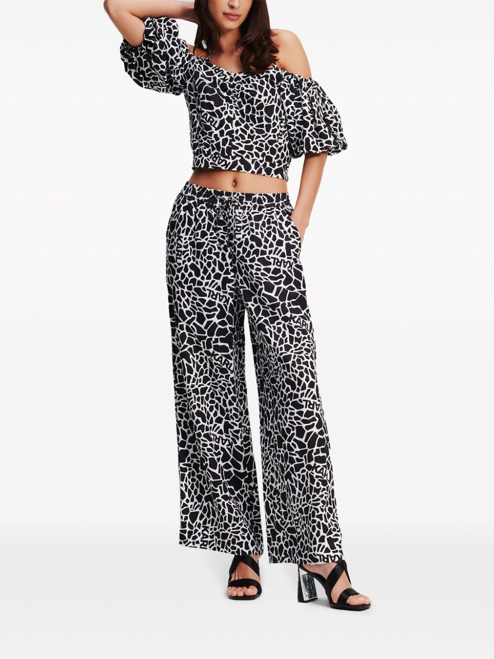 KARL LAGERFELD GIRAFFE-PRINT WIDE-LEG TROUSERS