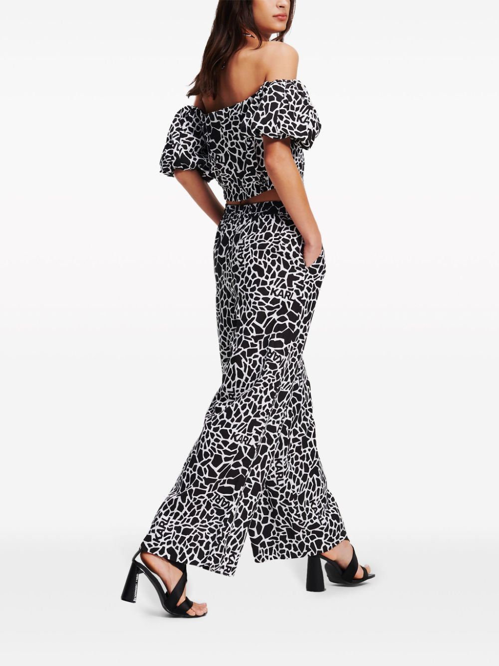 KARL LAGERFELD GIRAFFE-PRINT WIDE-LEG TROUSERS