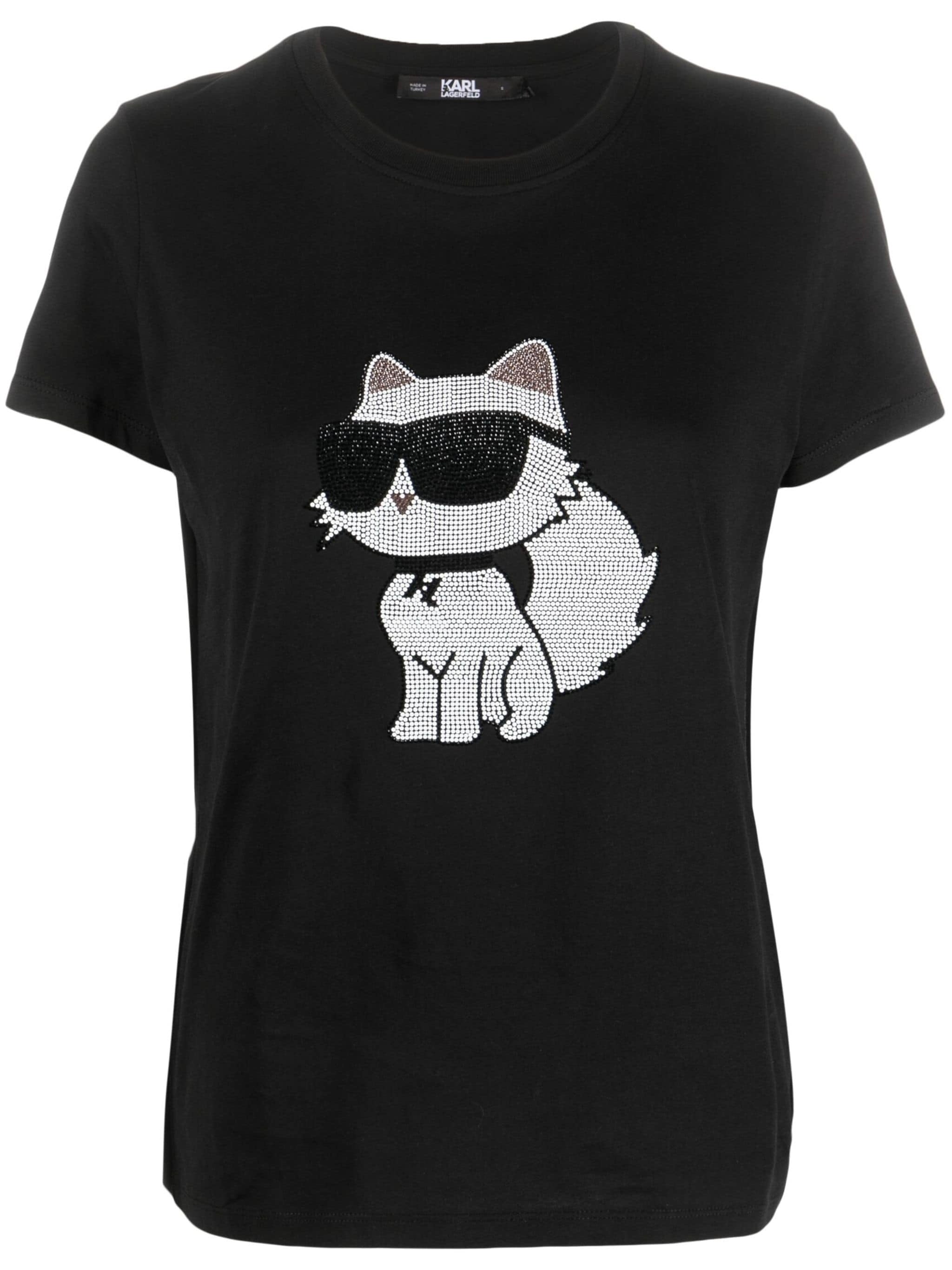 KARL LAGERFELD IKONIK CHOUPETTE T-SHIRT WITH RHINESTONES