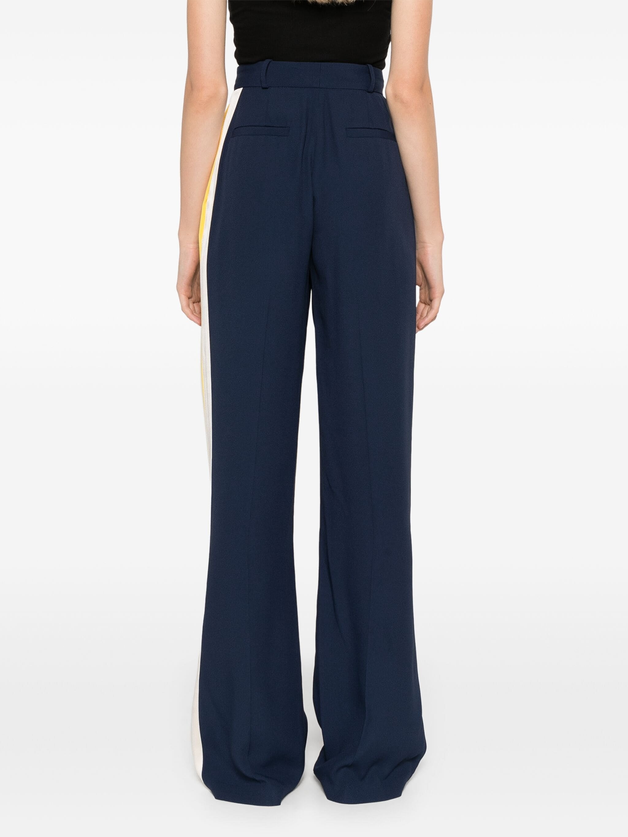 ELISABETTA FRANCHI CREPE-SATIN STRIPE-DETAILING TROUSERS