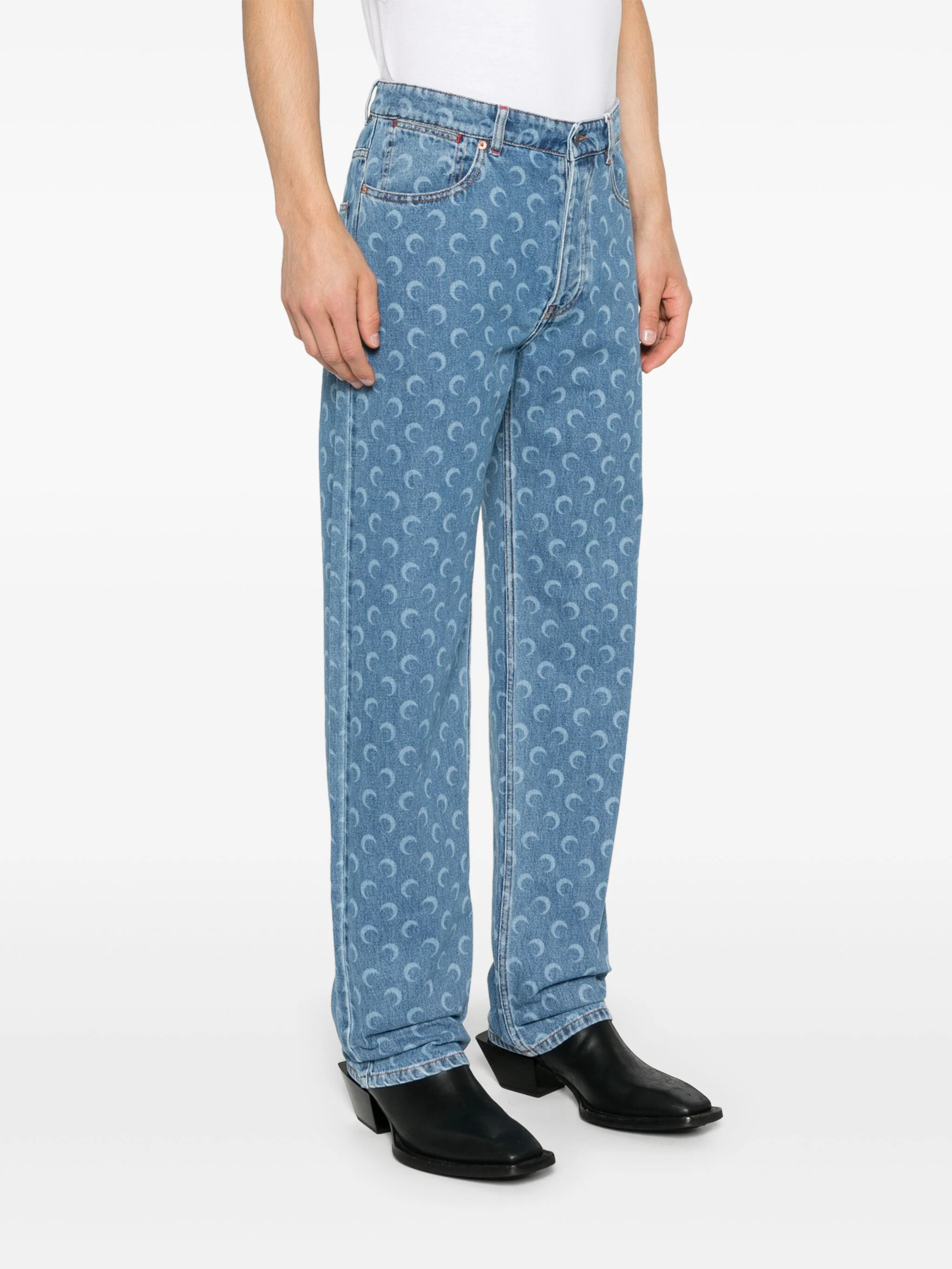 MARINE SERRE CRESCENT MOON-PRINT JEANS