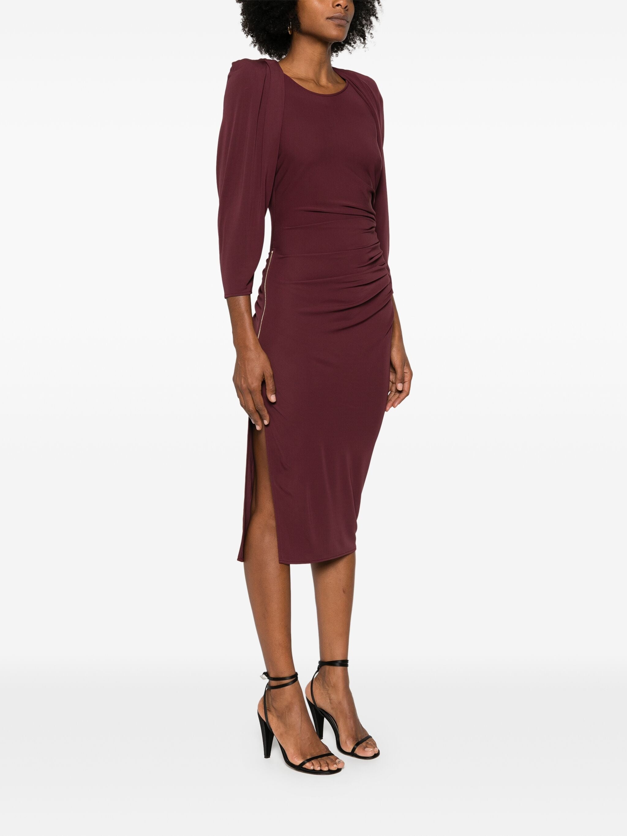 ELISABETTA FRANCHI SIDE-ZIP JERSEY MIDI DRESS