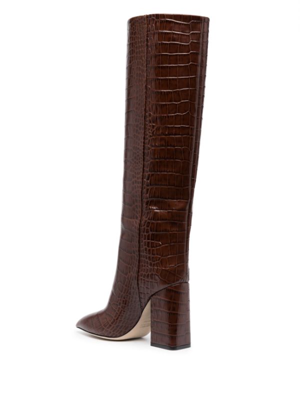 PARIS TEXAS 100MM CROCODILE-EFFECT LEATHER KNEE-HIGH BOOTS