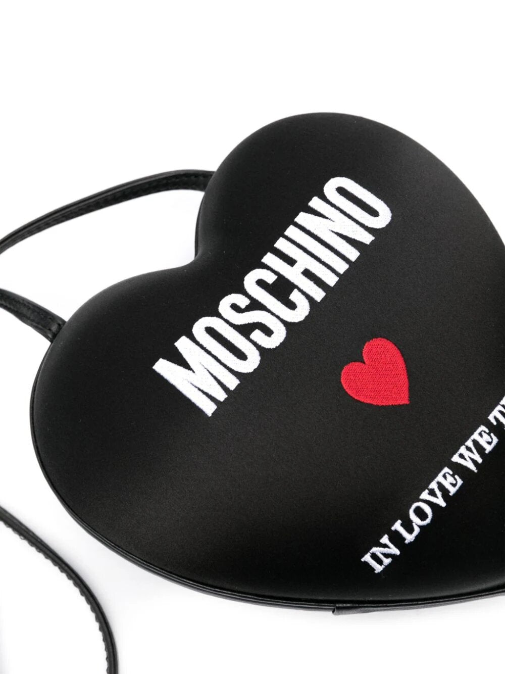 MOSCHINO LOGO-EMBROIDERED LEATHER SHOULDER BAG