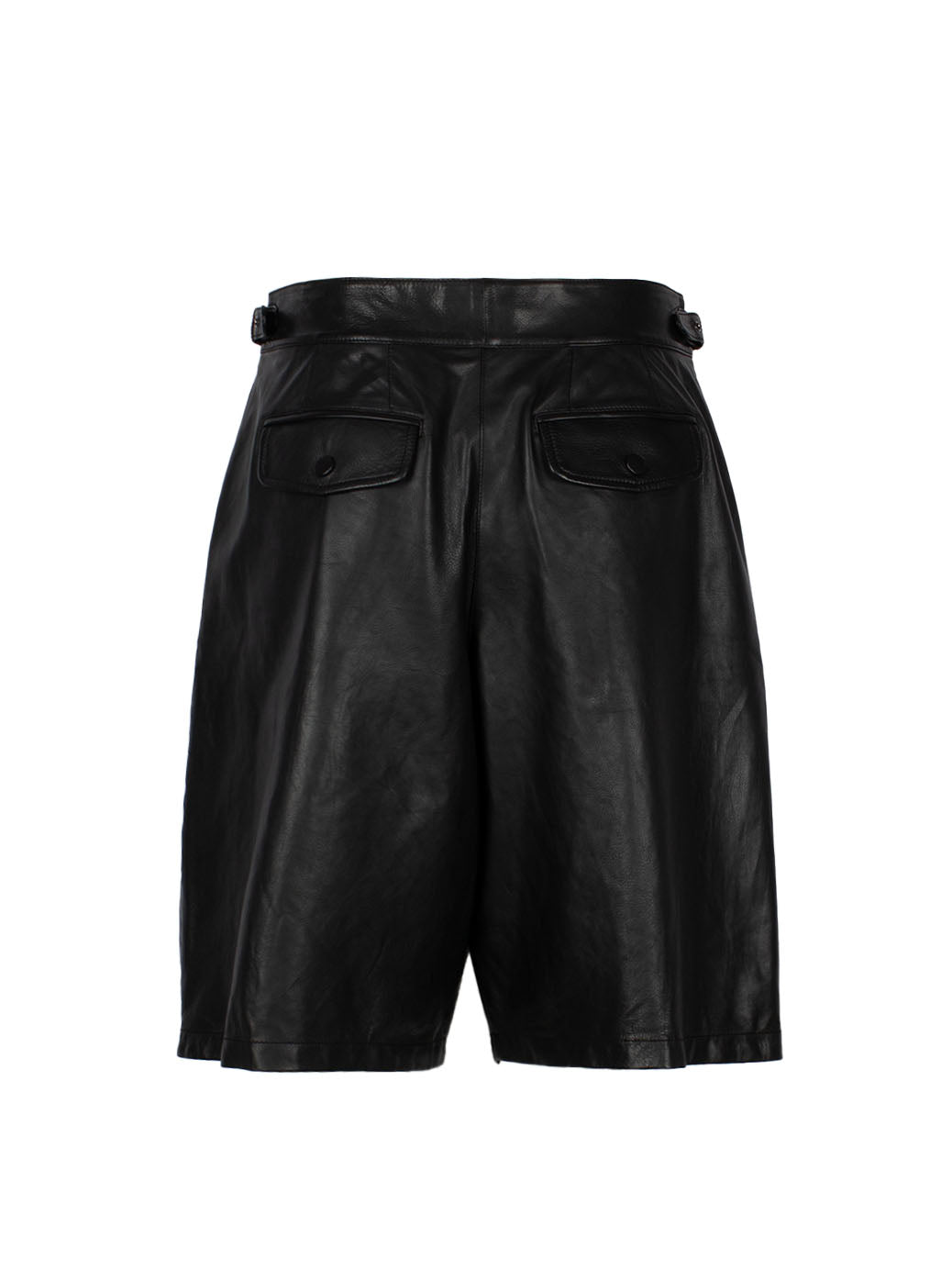 EMPORIO ARMANI PLEAT-DETAIL LEATHER SHORTS