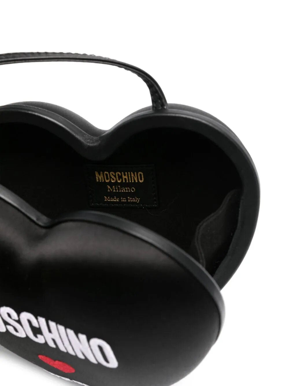 MOSCHINO LOGO-EMBROIDERED LEATHER SHOULDER BAG