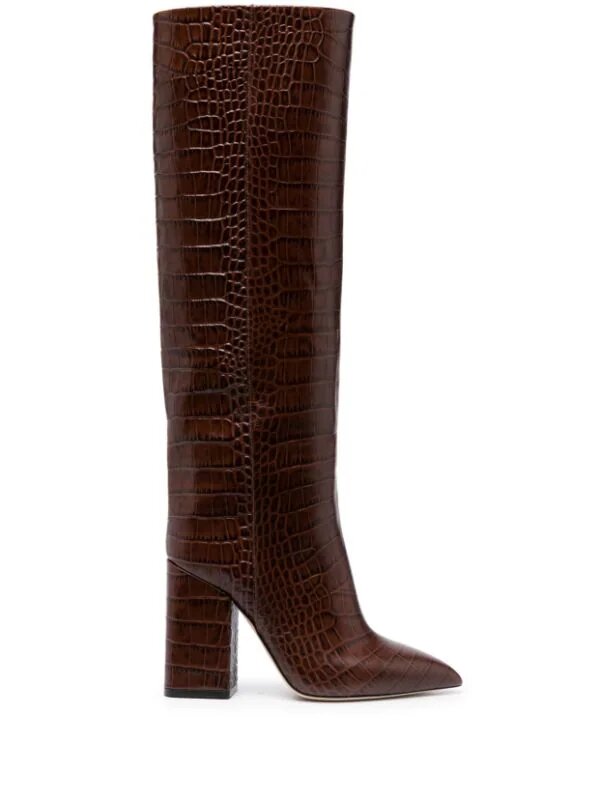 PARIS TEXAS 100MM CROCODILE-EFFECT LEATHER KNEE-HIGH BOOTS