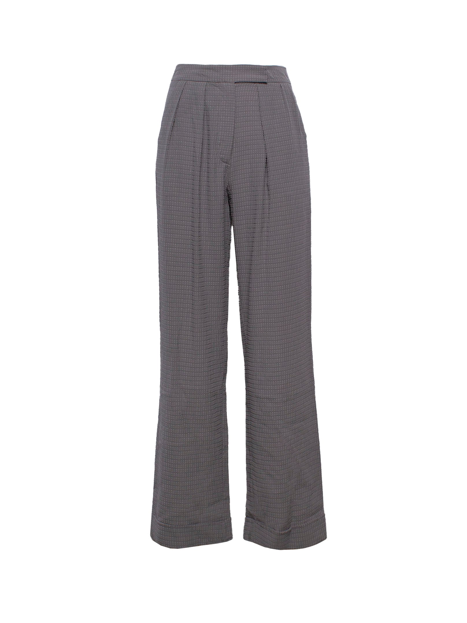 EMPORIO ARMANI WAFFLE-EFFECT PLEATED STRAIGHT TROUSERS