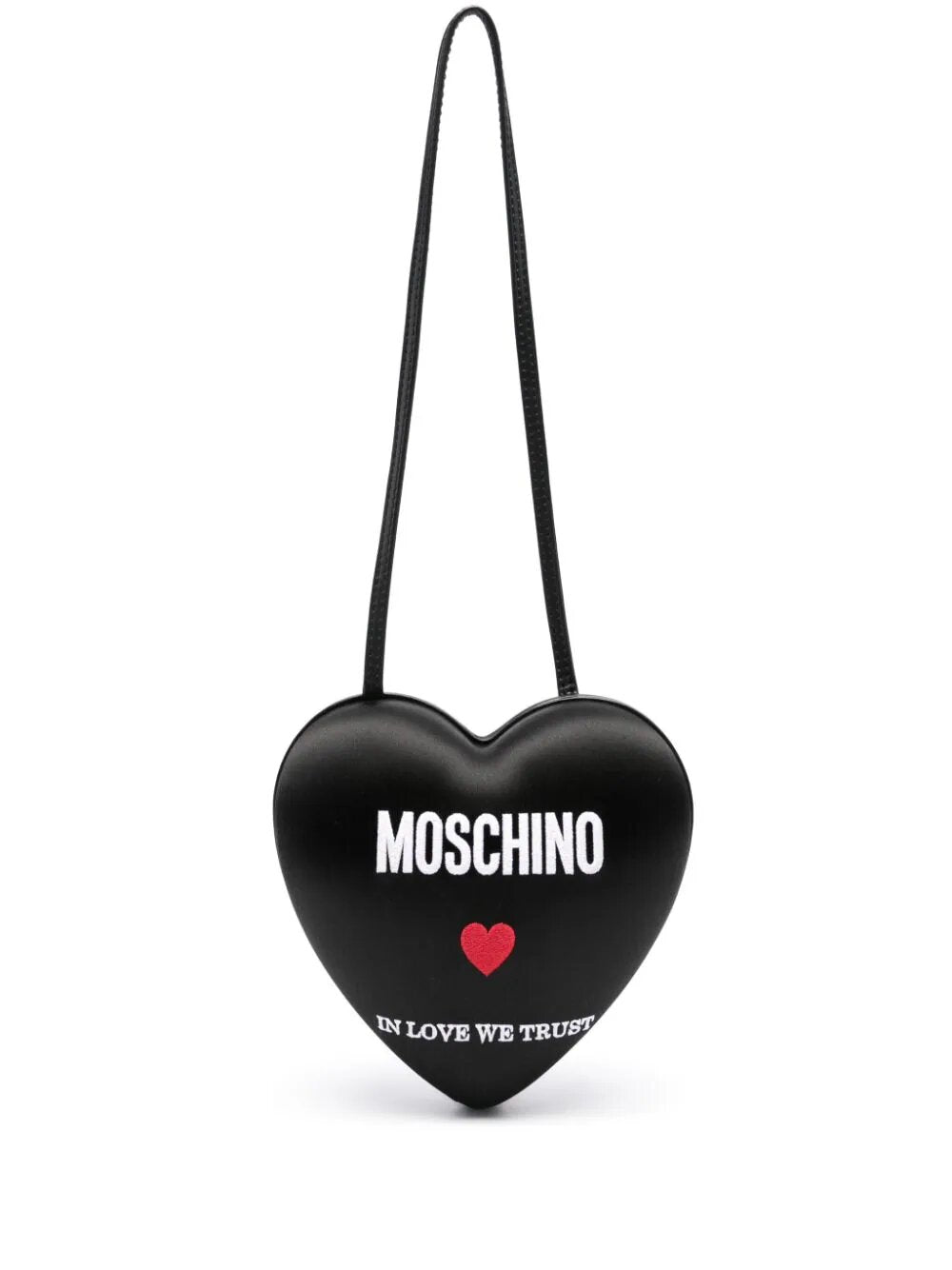 MOSCHINO LOGO-EMBROIDERED LEATHER SHOULDER BAG