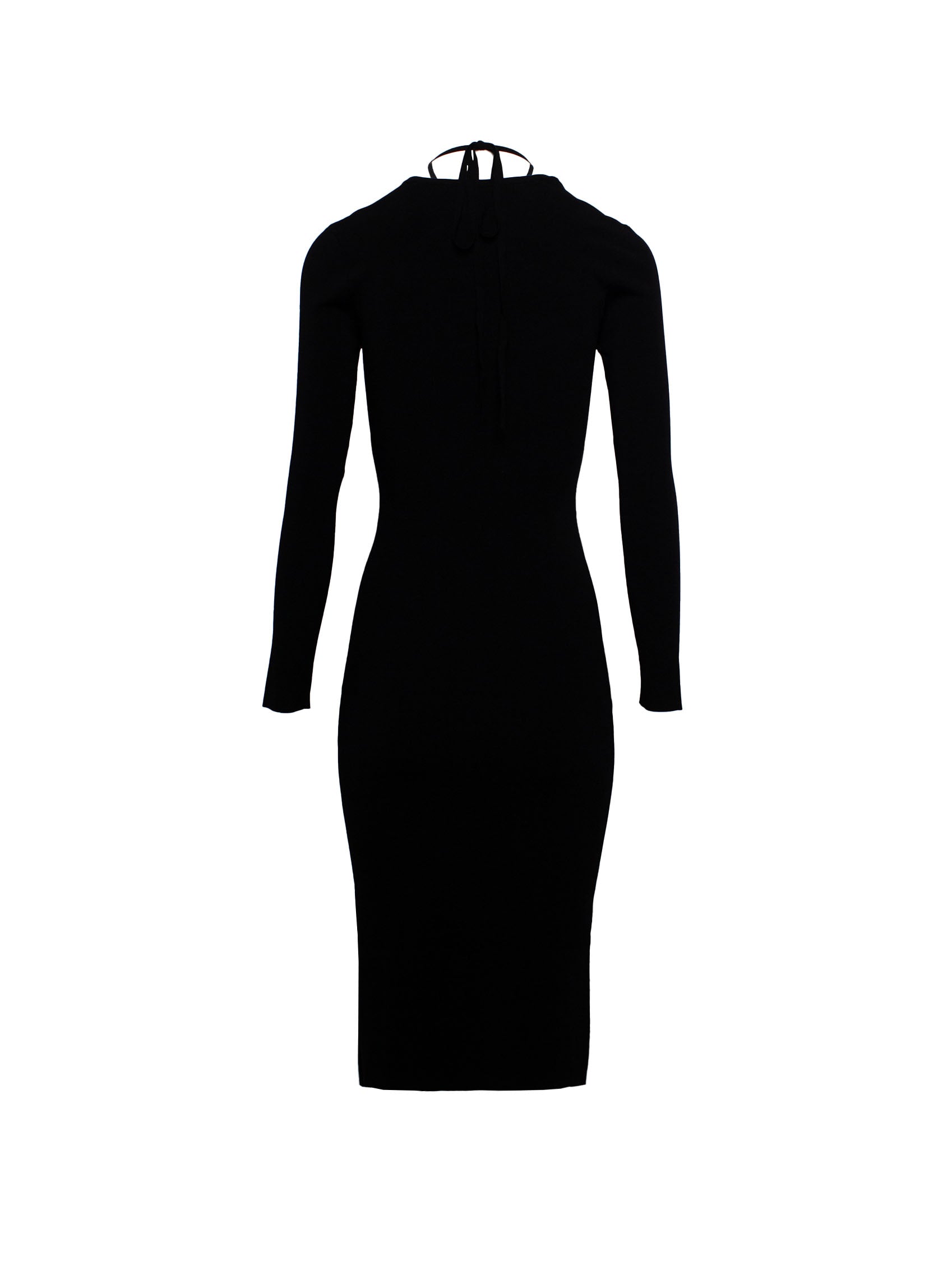 KARL LAGERFELD CUT-OUT LONG SLEEVE KNIT DRESS