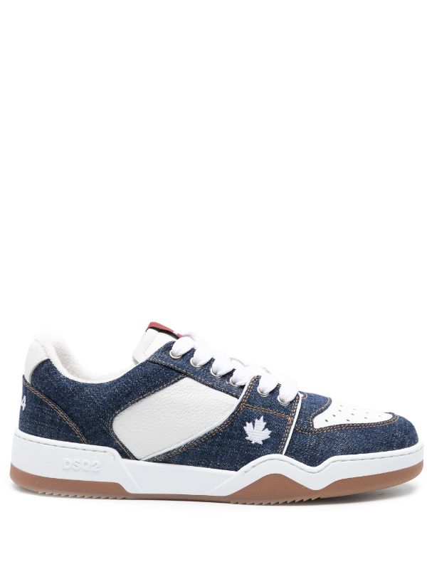 DSQUARED2 SPIKER DENIM-PANELLED SNEAKERS