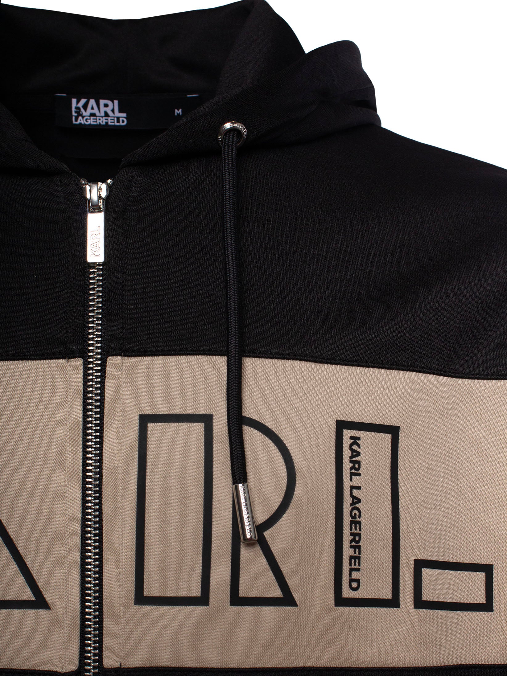 KARL LAGERFELD LOGO-PRINT ZIPPED HOODIE