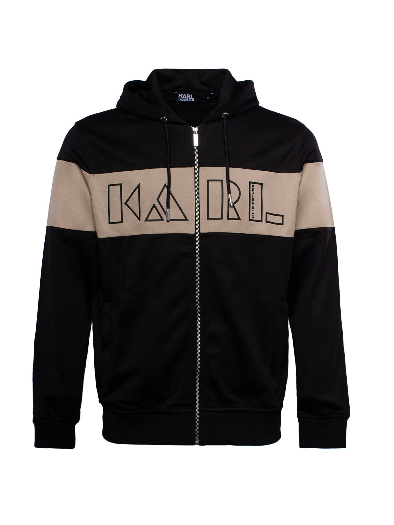 KARL LAGERFELD LOGO-PRINT ZIPPED HOODIE