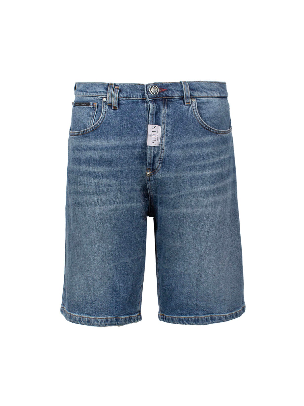 PHILIPP PLEIN FORMENTERA LOW-RISE DENIM SHORTS