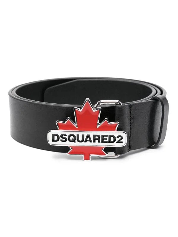 DSQUARED2 LOGO-PLAQUE CALF LEATHER BELT