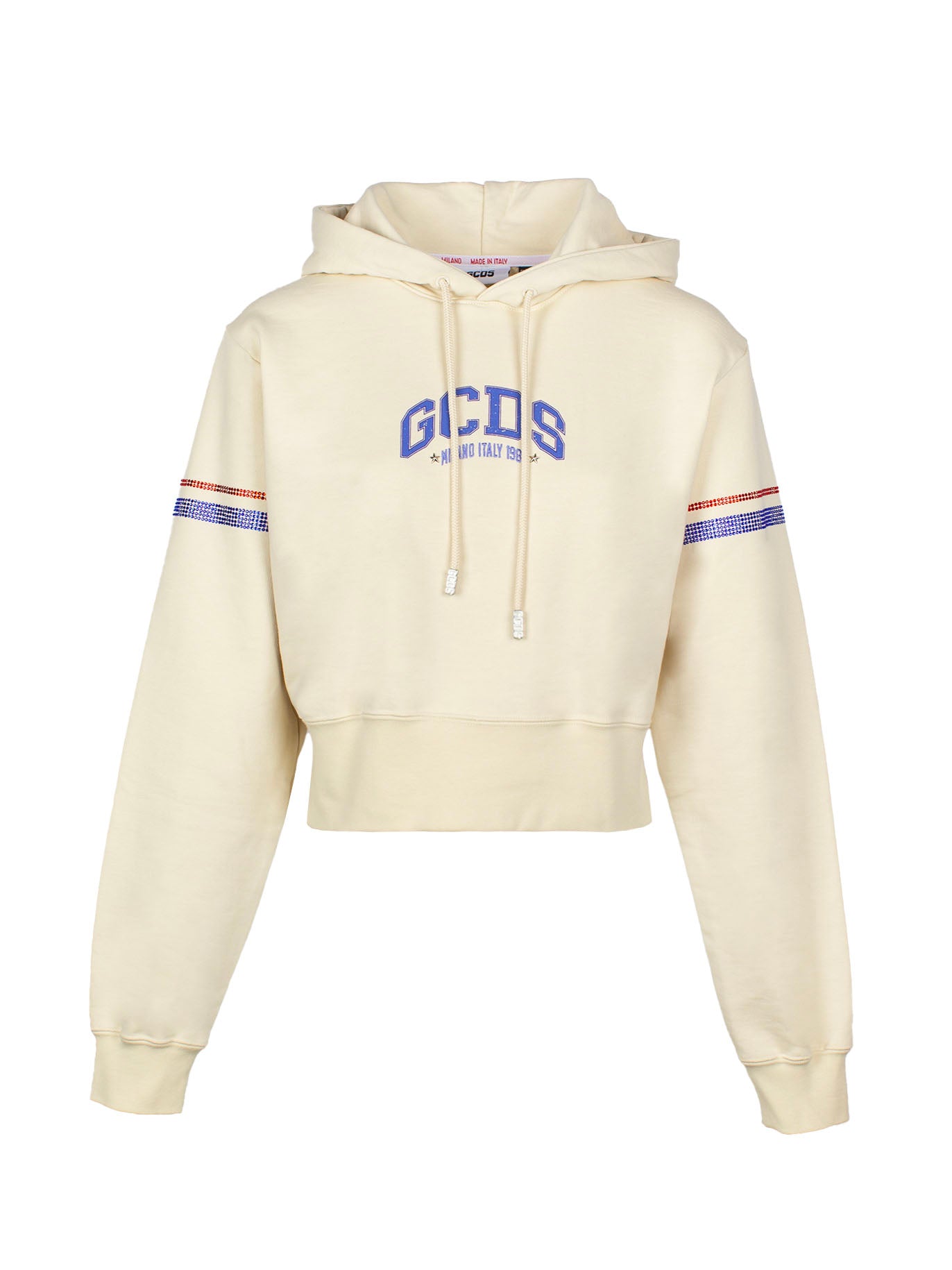 GCDS CRYSTAL-EMBELLISHED CROPPED HOODIE